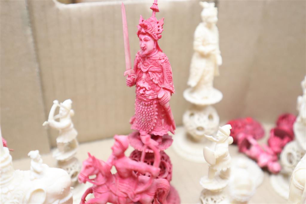 A Cantonese ivory chess set, Napoleon and Josephine